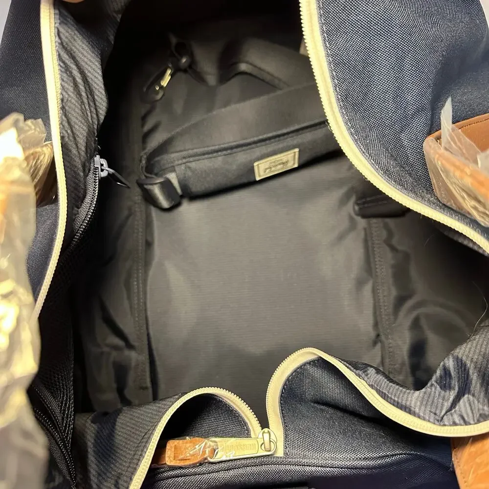 Herschel Supply Company Navy Duffel Bag with Brown Leather Straps